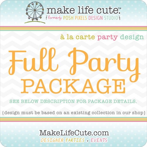 FULL PARTY - Printable Party Pack - Birthdays, Showers, Baptisms, Parties, Gifts, ect - À la Carte Design by Make Life Cute Il_570xn