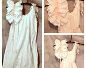 Ragdoll Wedding Dress Pink or Blue Flowers Knee Length Custom Maternity Prenatal Recycled Womens Ruffled Tattered Eco