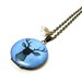 Deer Head Blue Antler Handpainted Brass Locket with Czech Glass Drops 14K Gold Wire