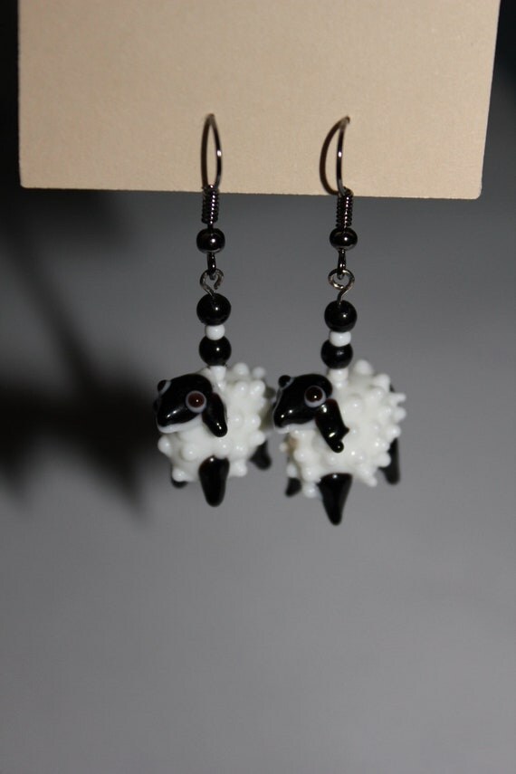 Sheep jewelry sheep earrings by KeepEmGoing on Etsy