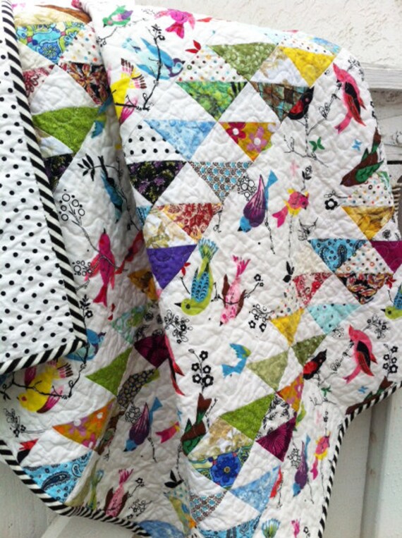 Baby Quilt- Baby Gift- Shower Gift- Bird Quilt- Birds