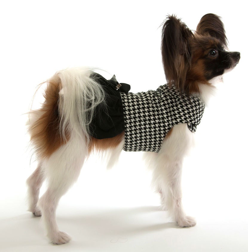 Houndstooth Dog Jacket Coat with skirt