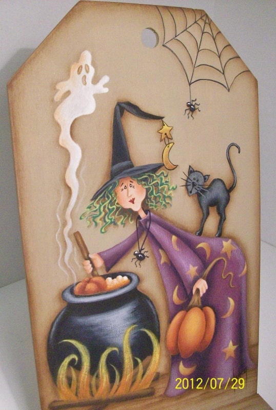 Handpainted Halloween Witch Decoration