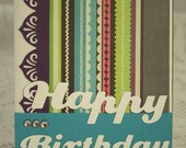 Retro Happy Birthday Card - Colorful stripes-  Birthday card for young or teenage girl