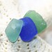Top Drilled Tiny Charm Sized Seaglass Trio. Cobalt Blue, Aqua & Teal. Lot C7