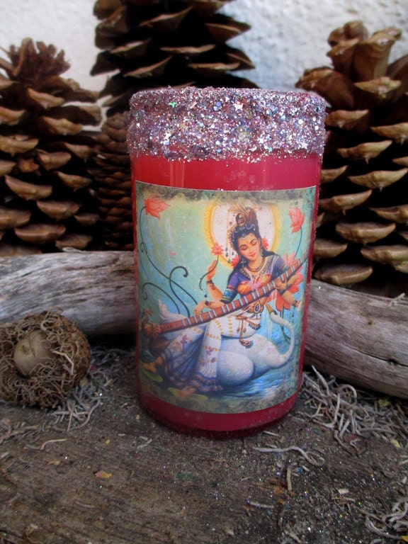 Rita's Saraswati 2 Day Hoodoo Ritual Candle - Divine Inspiration for Success Through Creativity