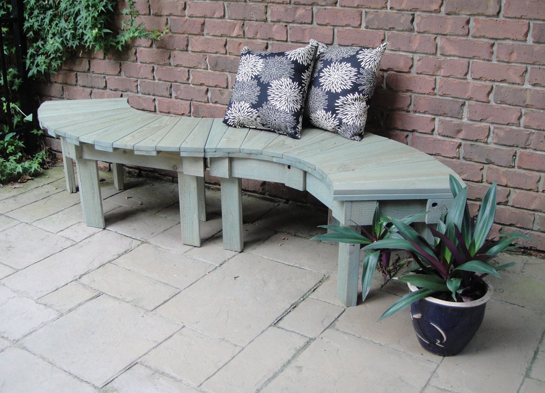 Custom 44 Inch Stained or Natural Hand Crafted Cedar Fan Bench For Year Round Indoor or Outdoor Use