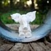 Porcelain Elephant  in a Pitfired Circular Ceramic Frame