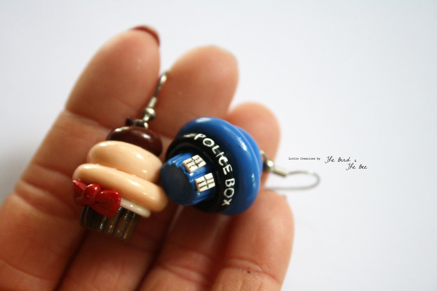 Dr Who and Tardis Cupcake Earrings