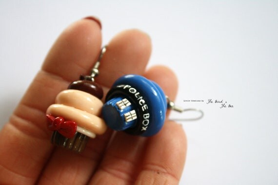 Dr Who and Tardis Cupcake Earrings