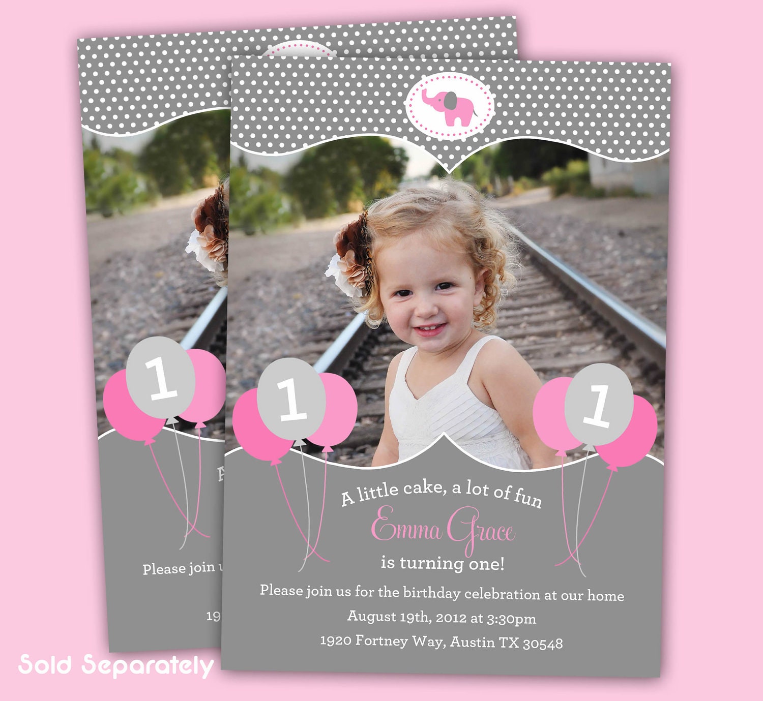 PINK ELEPHANT PARADE Party Printables Set  - Cupcake wrappers, hats, cupcake toppers and more.  Now Available with Yellow too