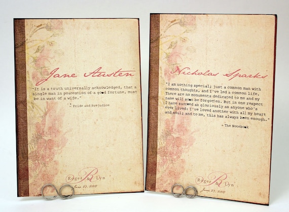 Romantic Quotes Vintage Book Cover Table Cards - Book Or Movie Themed ...