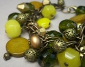 Olivia Green and and Gold Beaded Cluster Bracelet