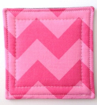 Set of 4 Coasters made w/ Tone on Tone Chevron in  Bubble Gum Pink - LoveMyCoasters