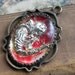 Victorian Mercury Glass Religious Medal / Saint holding a Crucifix