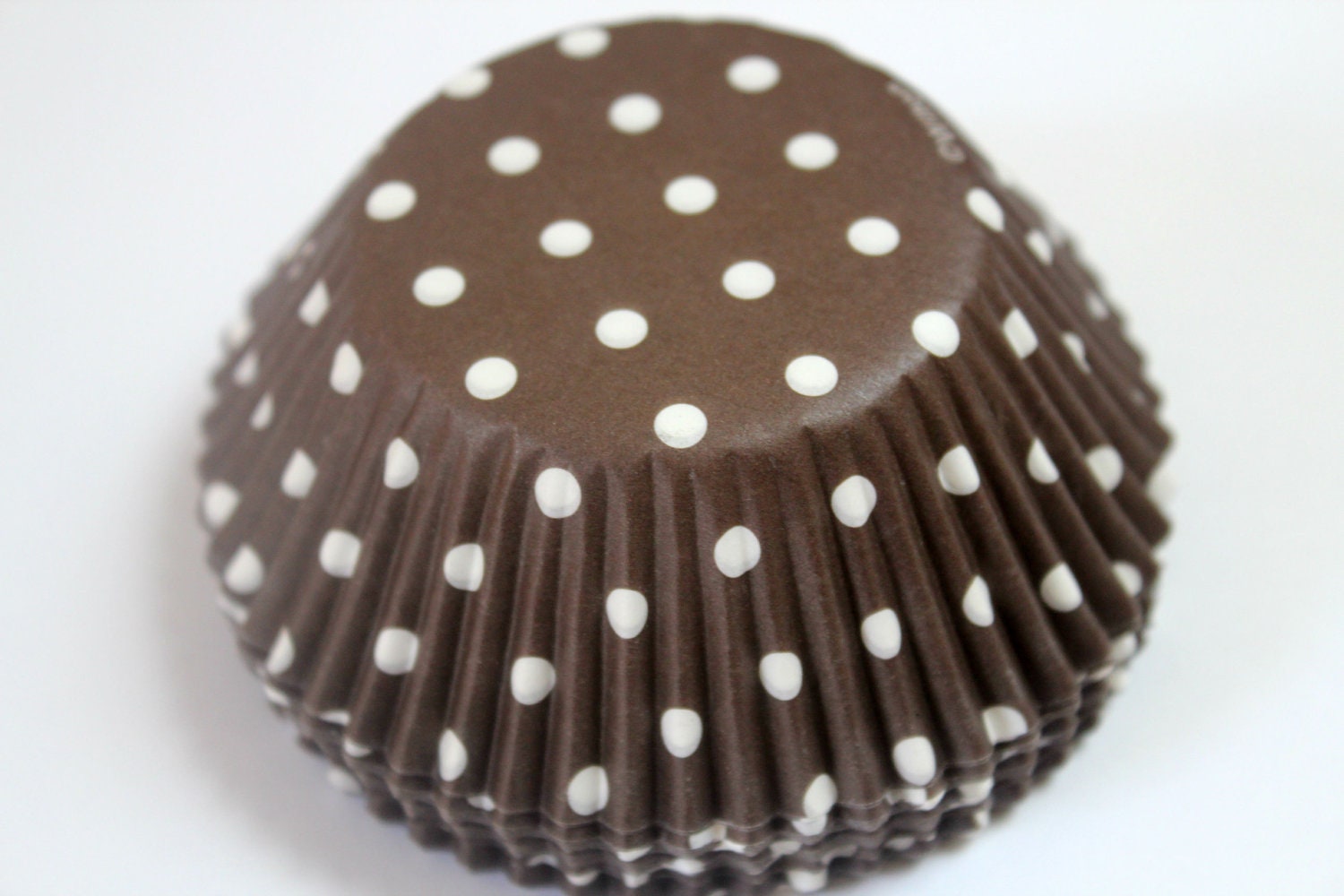 75 Brown and White Polka Dot Cupcake Liners and Free Flags
