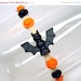 SALE Halloween Bracelet, Natural Hemp Adjustable Bracelet with LEGO (r) Bat Pieces