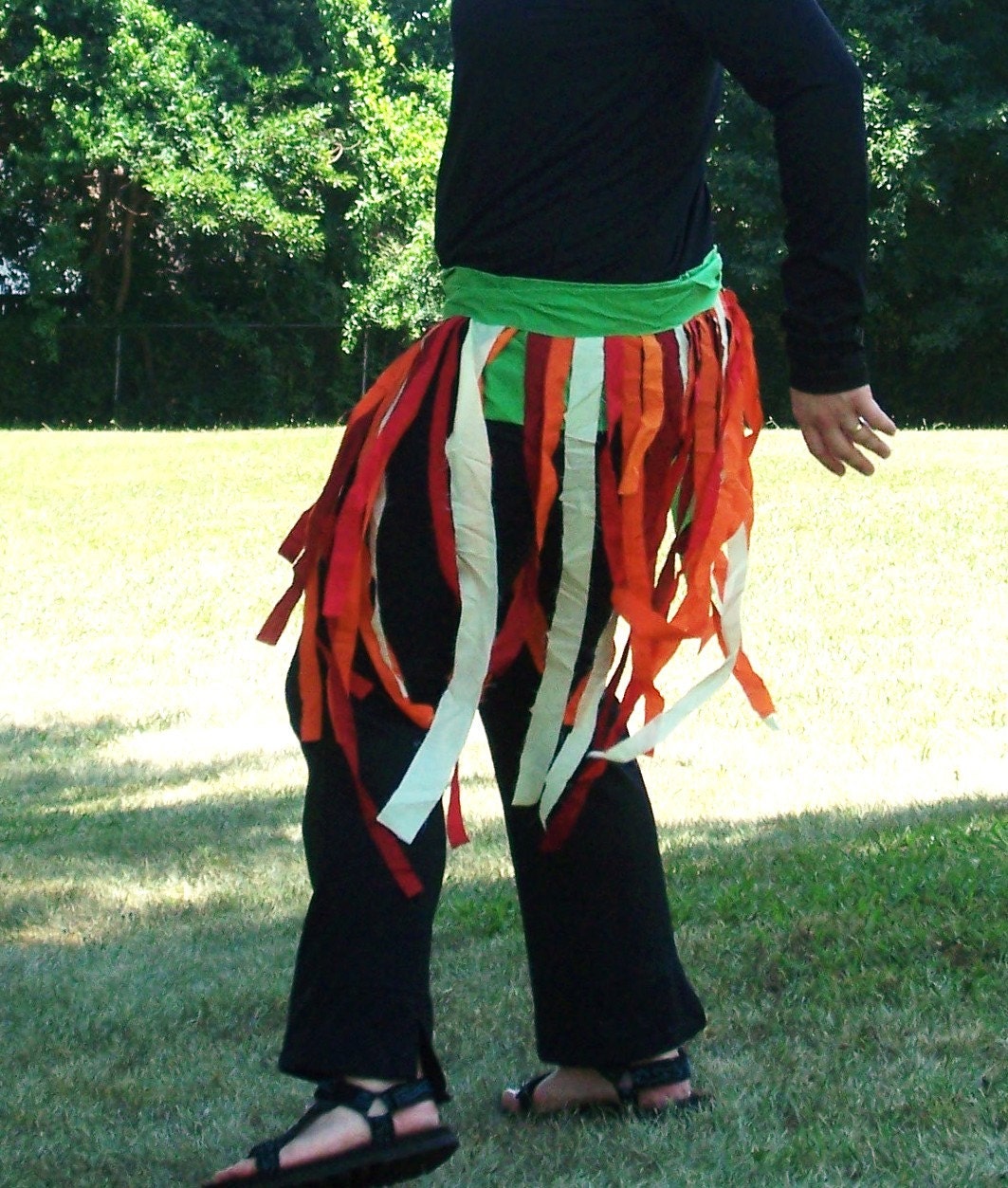 Rasta Festival Wrap Skirt for Reggae Fairy Rave Hula Hoop Dancing - Red Green Yellow Orange Fire