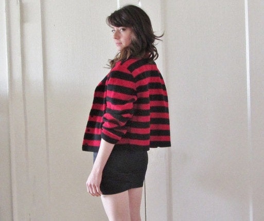 freddy krueger BEFORE THE FIRE cardigan . wool striped halloween sweater .medium.large .sale