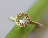 Moissanite Flower Ring in 14K Gold -  Made to Order