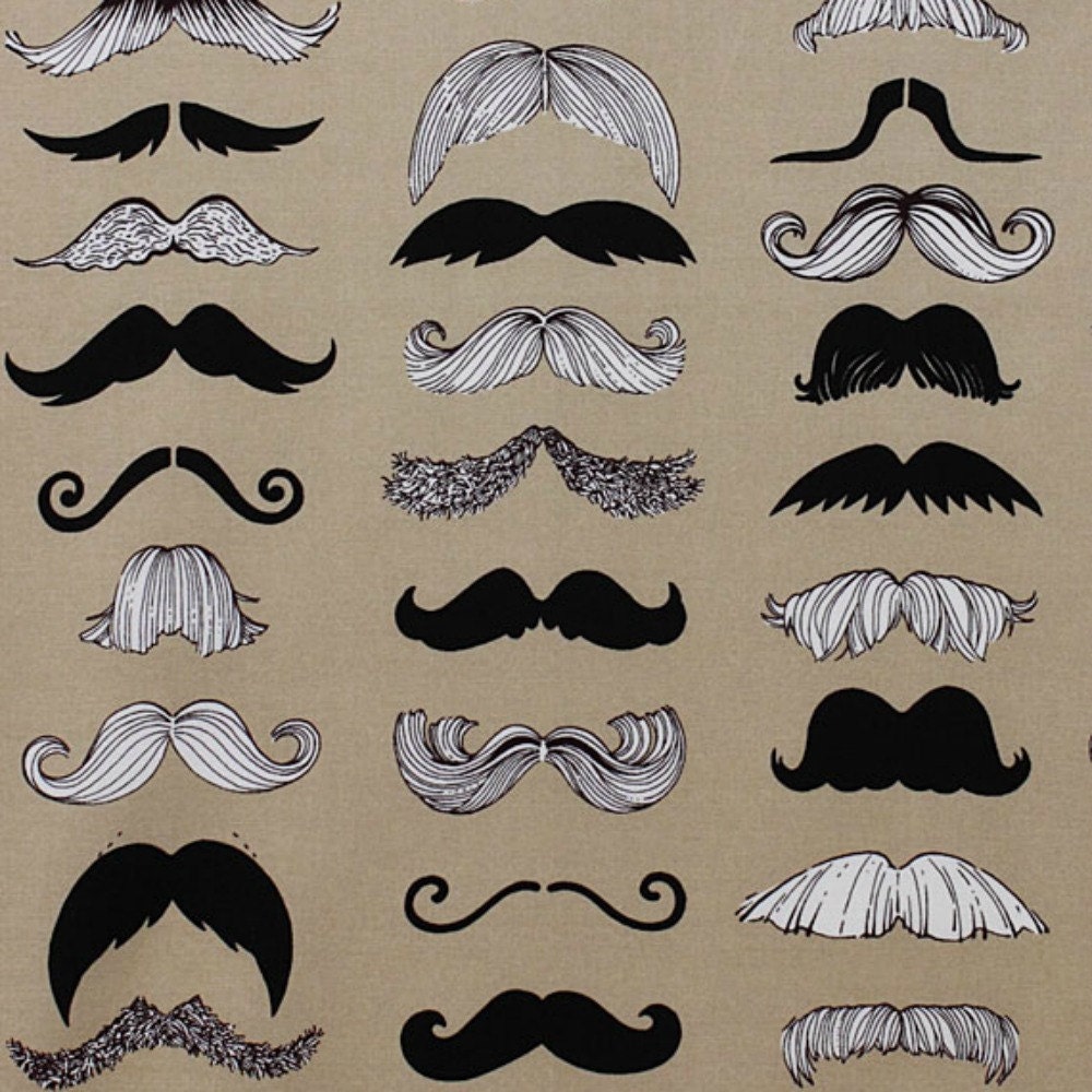 Alexander Henry Where's My 'Stache in Taupe - 2 Yards