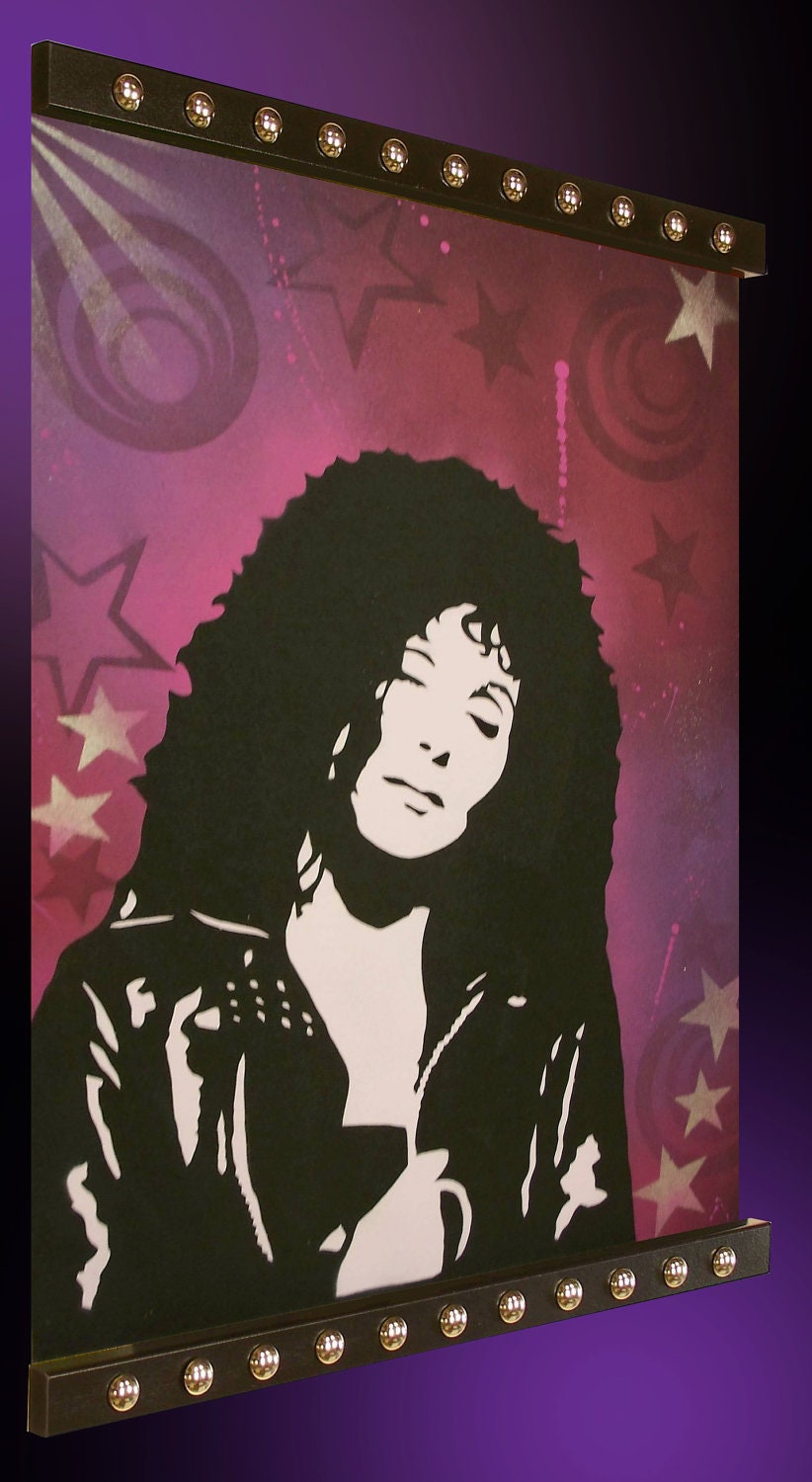24 x 32 Pop Art Spray Painting Original Custom CHER Rock and Roll . Unframed . Without Frame