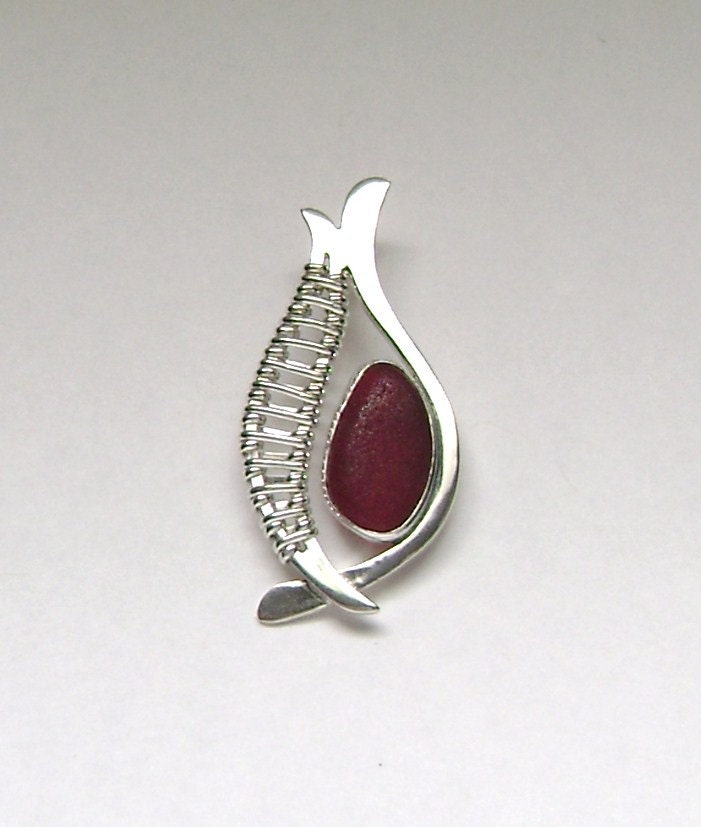 Sea Glass Jewelry - Sterling Extreamely Rare Red English Sea Glass Pendant