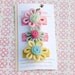 LAST ONE -Eleanor- Pastel Rope Flower Hair Clip Collection (3 piece) - Baby Toddler Hair Clips / Hair Bows