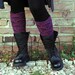 Positive Step - crocheted open work lacy long leg warmers spats cuffs in purple
