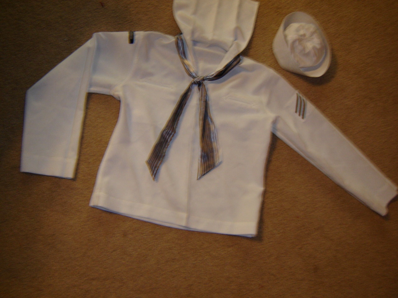 Costume Military sailor navy white jumper blouse top hat  womens L mens 42 R Halloween