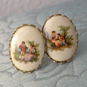 Vintage Renaissance Painting Victorian Cuff Links for the Groom -- Free US Shipping