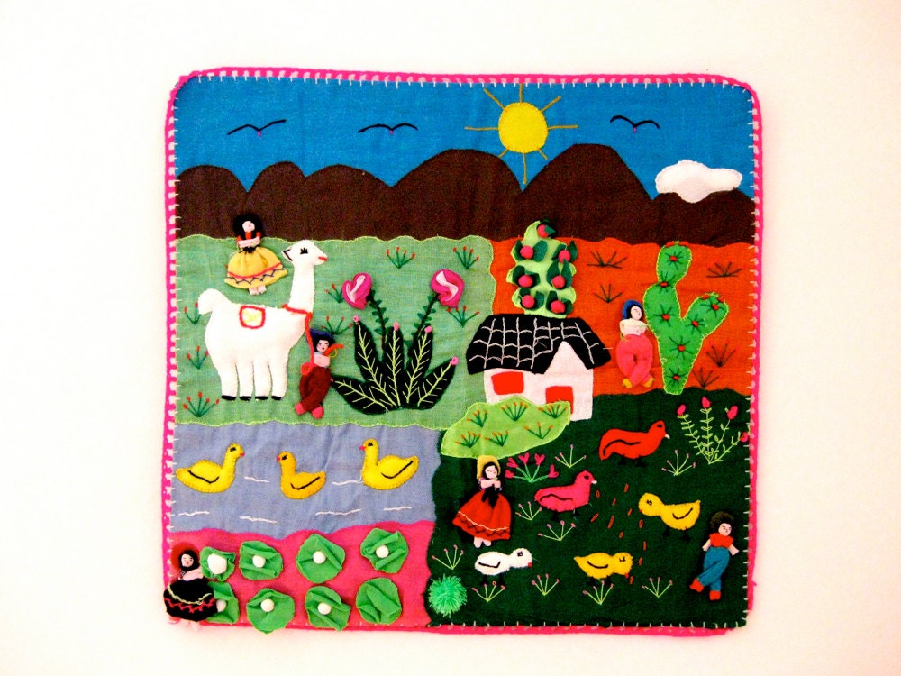 vintage arpillera // folk art quilt