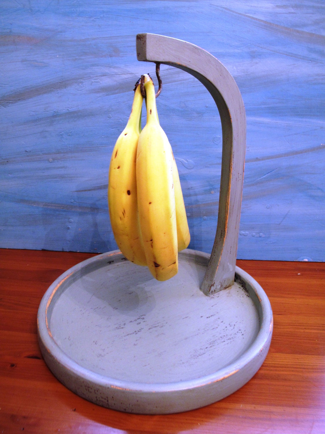Wood Banana Holder on Wood TrayGift by VintageChichibean on Etsy