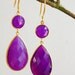 Gold Purple Chalcedony Earrings - Glamourous - Hollywood Wedding