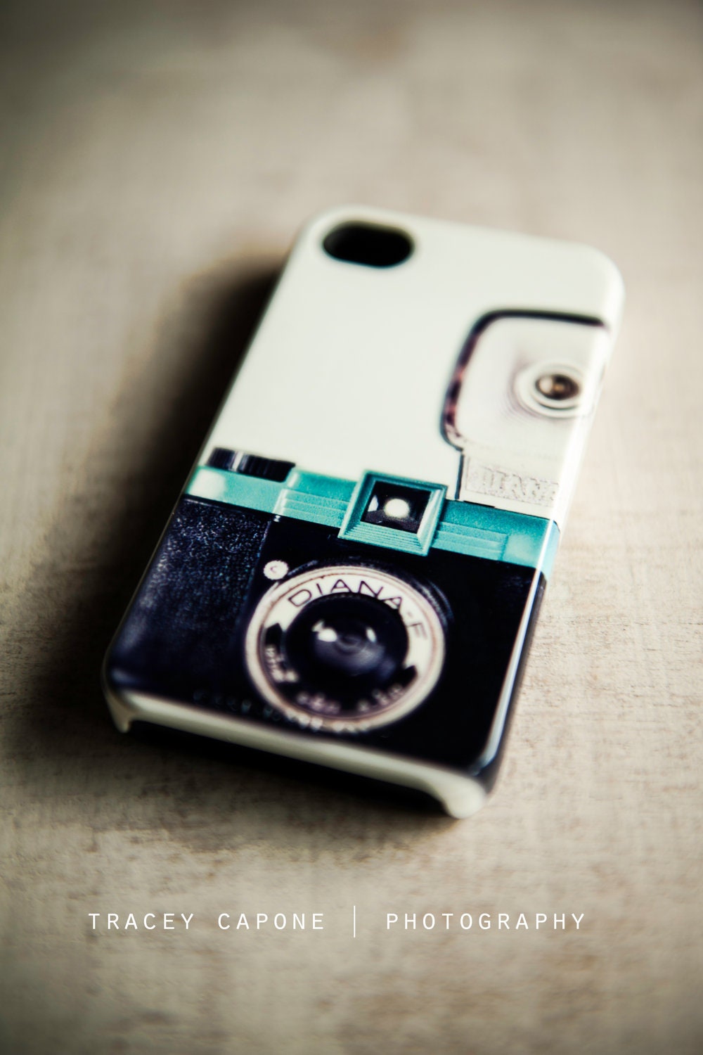 iPhone 4 Case - Vintage Camera Print, Diana- F camera -  The Lady - iPhone 4s hard case, teal, charcoal grey, retro inspired,