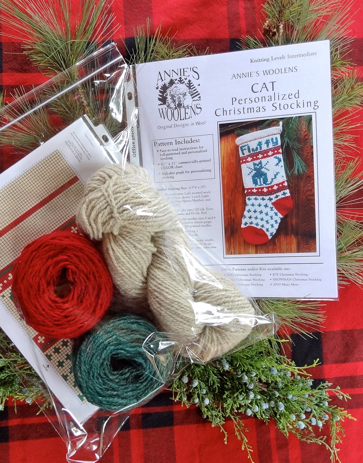 Pet CAT Christmas Stocking Knitting KIT for your kitty