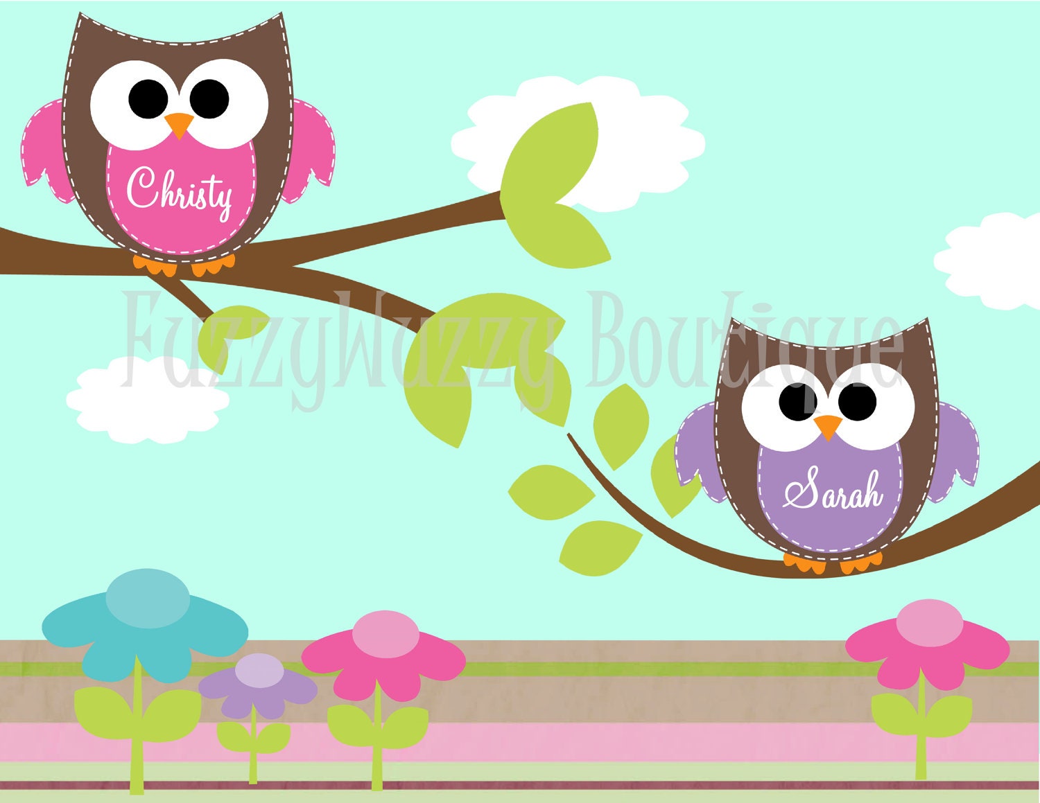 2 Little Owls Printable Children's Art