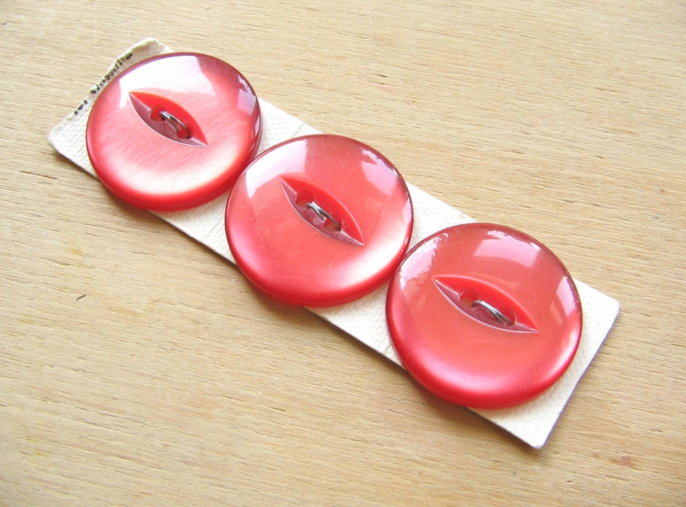 Unused Vintage Moonglow Buttons - Red