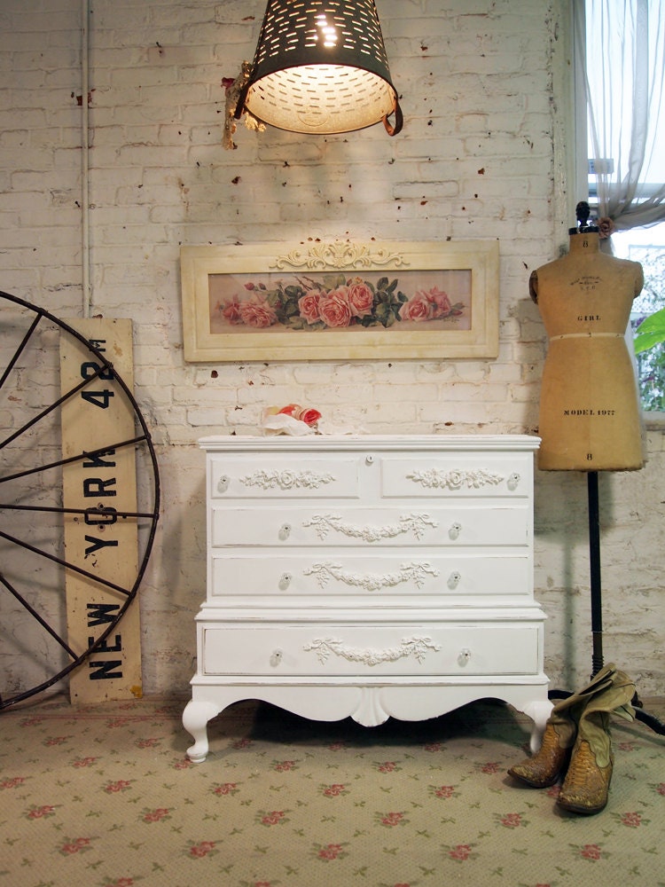 Painted Cottage Chic Shabby White Romantic French Hope Chest VF298