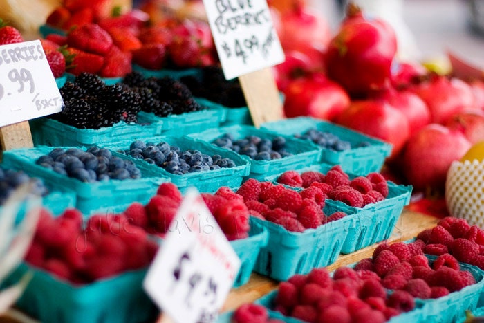 Farmers Market Fine Art Food Photography Prints Summer Berries Set of 2 5x7