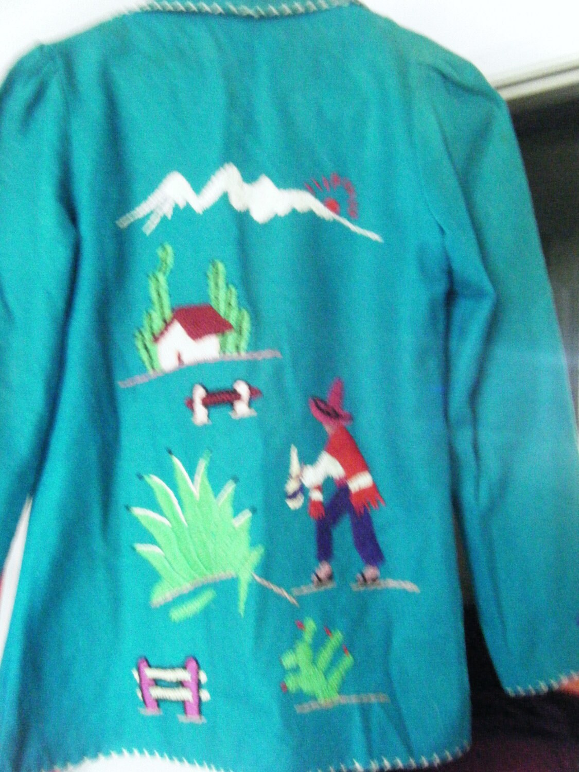 RESERVE-Vintage LOPEZ Wool Felt Embroidered Mexican Tourist Ladies Souvenir Jacket