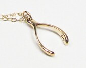 Gold Wishbone Necklace, Gold Filled Necklace - Bronze Wishbone Charm - As Seen on Jennifer Aniston