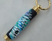 Wing Feather Cane Black, White, Turquoise, Purple and Green Polymer Clay Needle Holder Key Ring Custom Key Fob 105