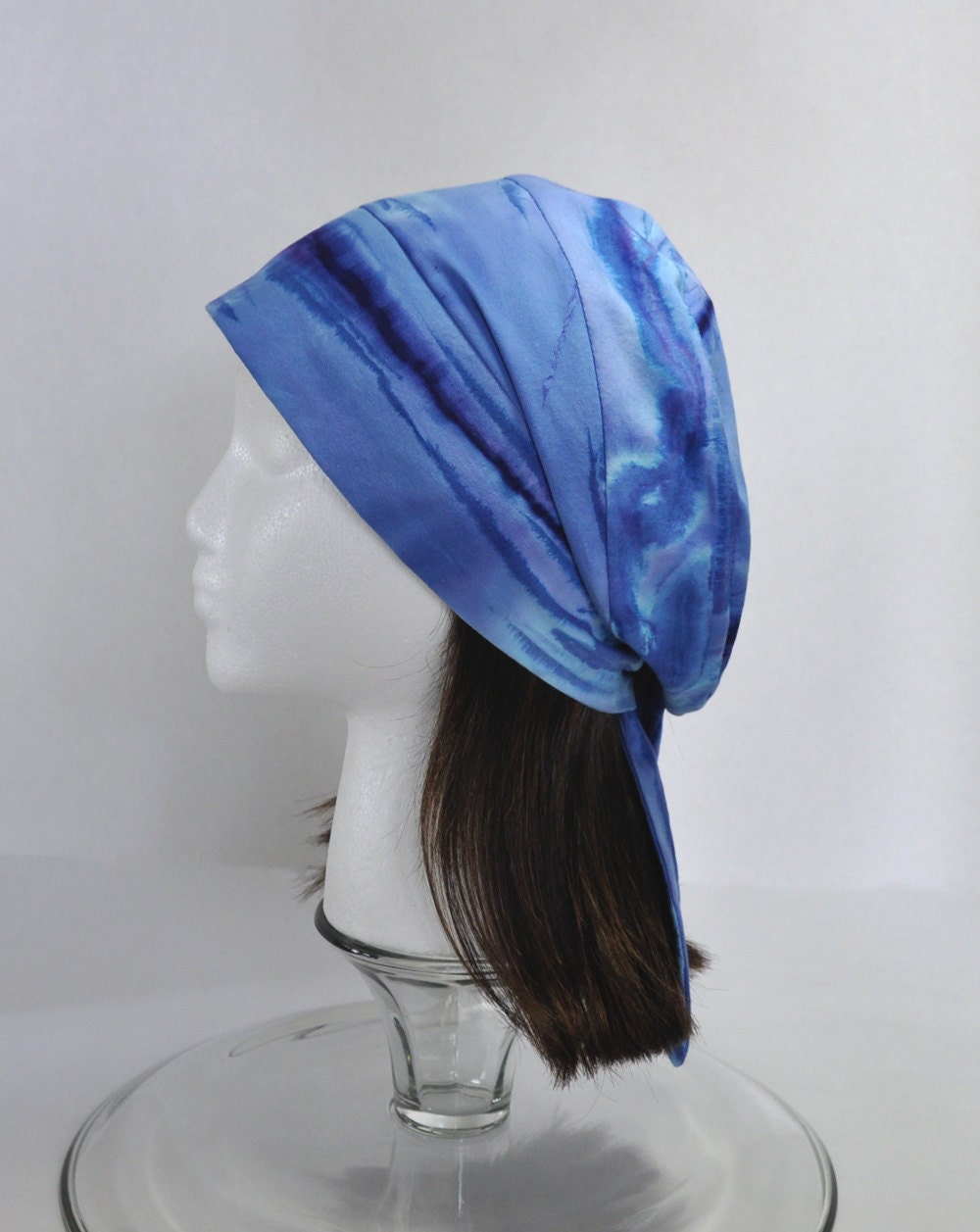 Headwrap Bandana Cancer Hat Chemo Cap Alopecia Hair Loss Blue Batik