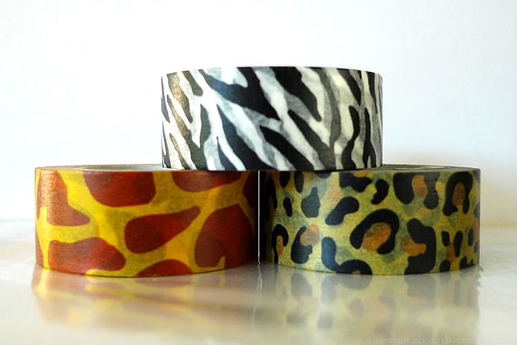 Japanese Washi Tape - Animal Print - Zebra Leopard Giraffe Pattern -  Set of 3 PrettyTape