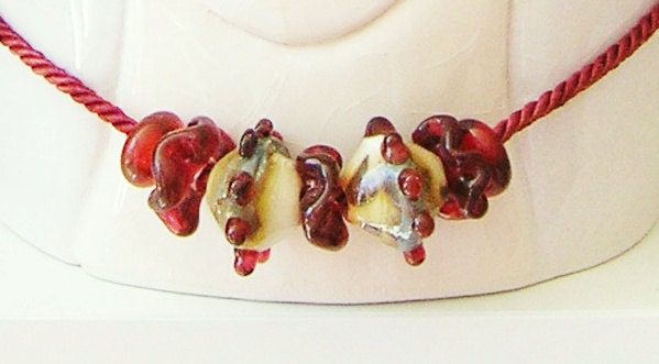 Lampwork Necklace Handmade Artisan Burgundy Lampwork Jewelry for Mom on Mother's Day