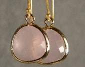 Pink Ice Glass Gold Bridesmaids Earrings, Wedding Earrings, Gold Earrings, Bridesmaid Gifts (4250)