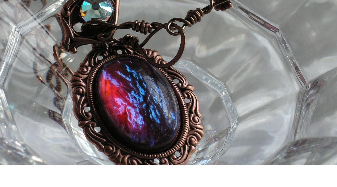 Fire Opal SALE Stunning in Copper with Vintage Swarovski stones Necklace