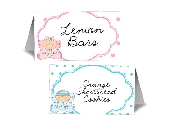 12 Blank Table Tent Name Cards, Baby Shower, Christening, Babies Il_570xn