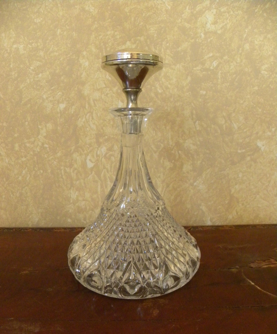 Vintage Pressed Glass Wine Decanter Ships Liquor By Redrubyretro